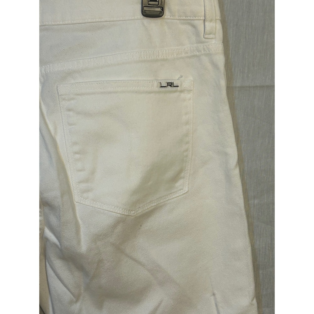 LRL Ralph Lauren Jeans Co White Denim Cropped Capris Pants Women Size 16 Preppy - Picture 4 of 6